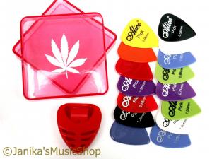 RED PICK HOLDER 15 PLECTRUM AND PICK BOX